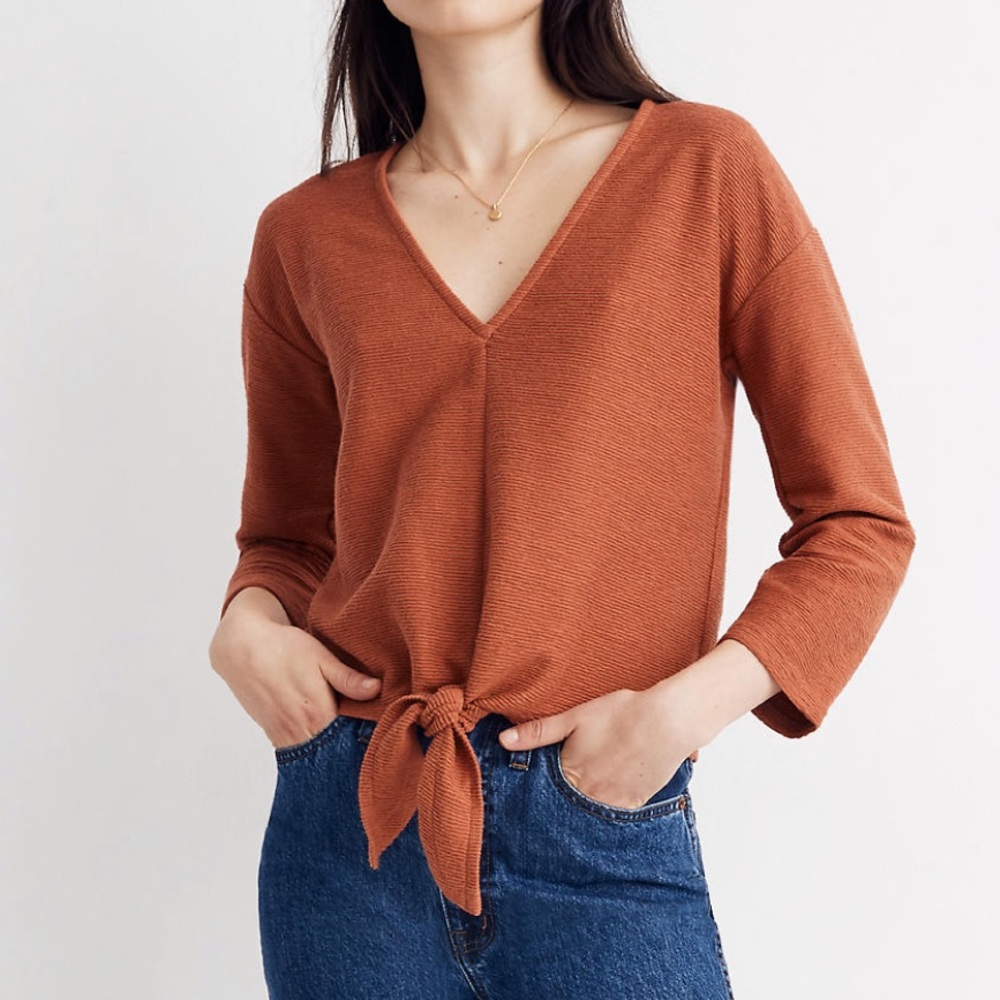 Madewell Texture and Thread Tie Front Top